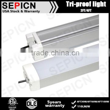 110lm/w ETL DLC 2FT 30W IP65 Vapor Tight Warehouse LED Fixture