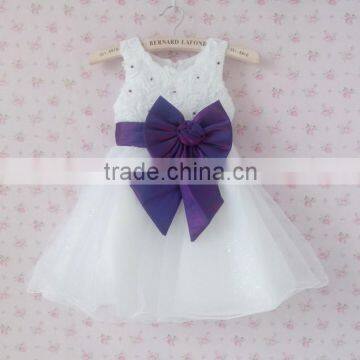 KE235 hot sale cheap baby girls party dresses with bow belt for children