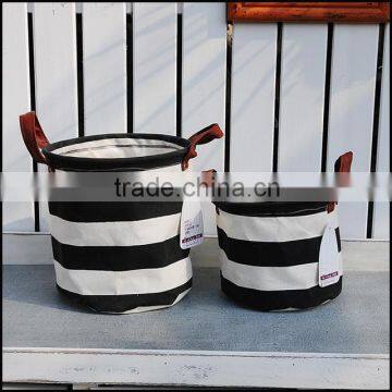 black and white storage basket