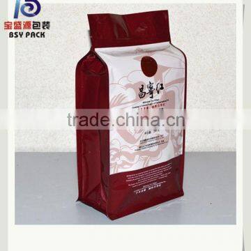 customized printed square bottom packaging bag,quad seal flat bottom package bag ziplock