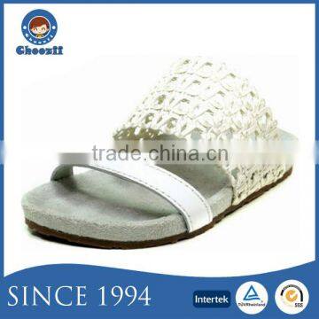 2016 Designer Strapless White Leather Girls Slider Sandals