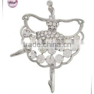 Rhodiumized / Clear Metal / Ballerina Brooch