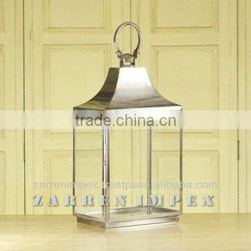 Metal Lantern Steel Glass 24"