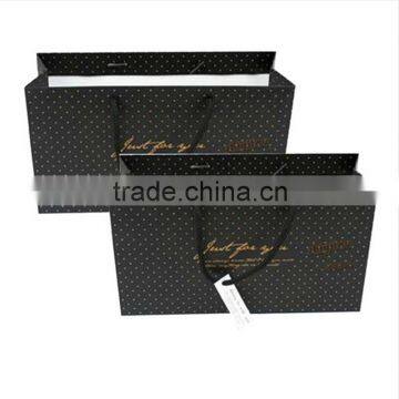 Eco-friendly logo printing black clothing packaging paper bag