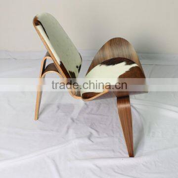 Modern Bend Plywood Hans Wegner Ponyhide / Cowhide Shell Chair