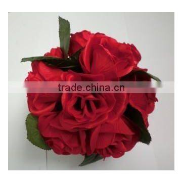 High quality silk 18 head red rose ball ,emulate flowers ball for wedding room