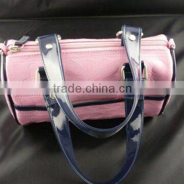 pink pu leather hand bag with leather belt for ladies