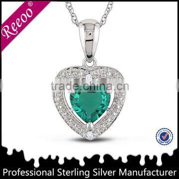 Drusy emerald teardrop pendant, heart shape pendant necklace