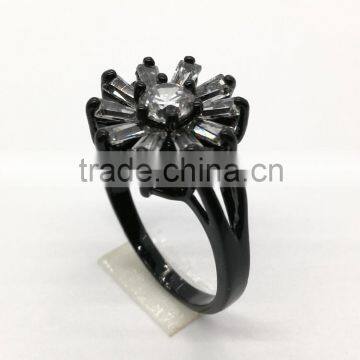 Gift Women's Zircon White Sapphire Wedding Finger Ring Copper Jewelry
