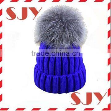 Real Large Raccoon Fur Pom Pom Beanie Winter Hats