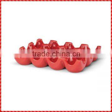 Fashion welcome red ceramic chicken egg holder wholesale