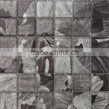 JY-G-52 Art glass mural pattern square Laminated glass mosaic black and white color wallpaper