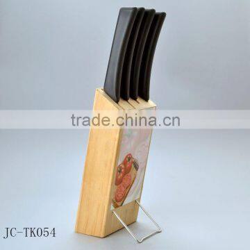 Royal model 5pcs kitchen knife set with pine wood block