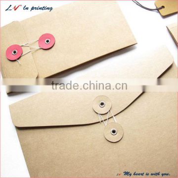 high quality customized string and button envelope with snap-fastener made in shanghai