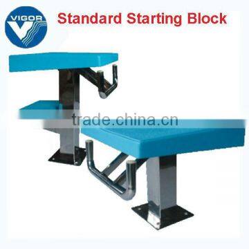Anti-skip fiberglass swimming pool platform / starting block