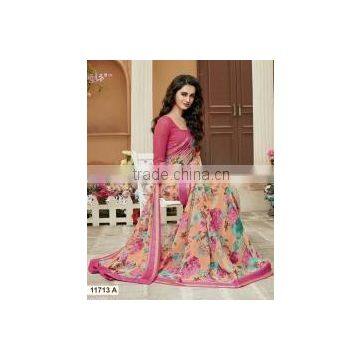 Garish Peach Georgette Designer Saree/indian designers saree online shopping