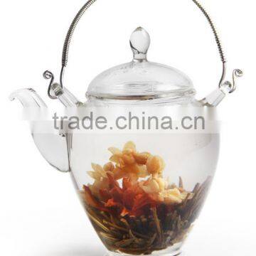 traditional teapot with filter and glass lid