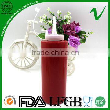 LDPE Red Squeeze Cylinder Empty 300ml Sauce Plastic Bottle With Food Grade photo-3