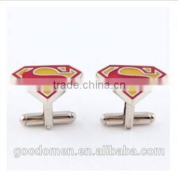 2016 new hot products custom fashion metal super man cufflink for wholesale