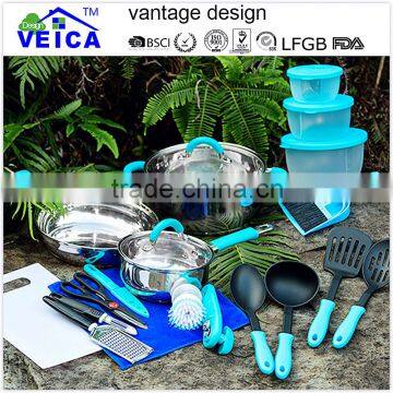 Hot Sale Popular 23 Pcs Stainless Steel Cookware Camping