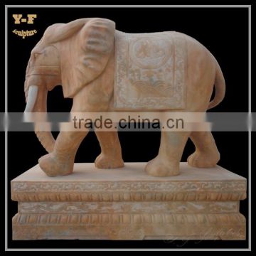 Large Carved Marble Elephant Statues