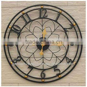 factory wholesale handmade craft antique industrial round digital metal wall clock wrought iron clocks