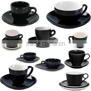Color Glazed Coffee Tea Cups and Saucers Sets Stoneware Ceramic Porcelain Material photo-2