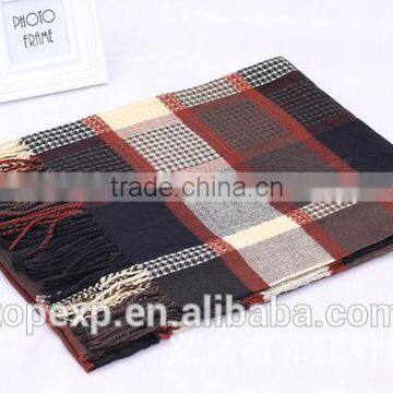 Unisex Knitted Check Tassels Acrylic Scarf photo-2