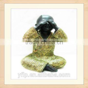 Sitting Monk Hands Covering Eyes Resin Craft