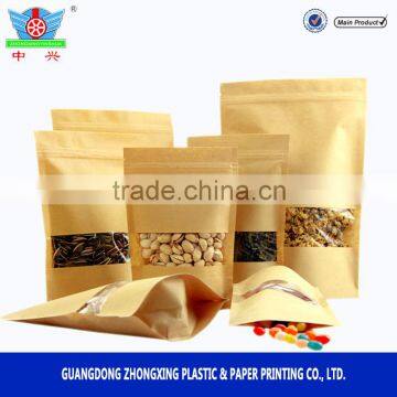 custom print multi material stand up paper bags with window food packaging