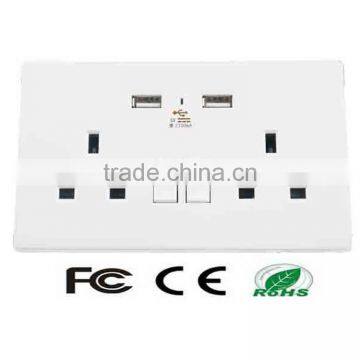 Shenzhen factory 2 gang electrical wall socket usb power plug socket