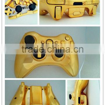 Chrome Gold replacement full housing shells for xbox360 Slim+transforming D-pad