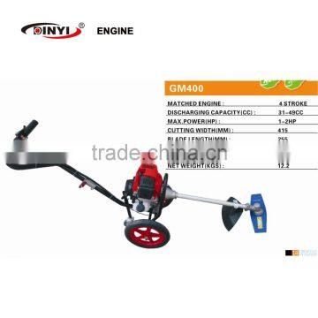 4 stroke wheeled brush cutter hand push grass cutter with wheel