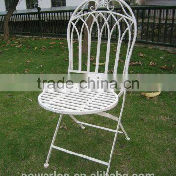 Gothic Style Folding Metal Round Chair Antique Wrought Iron