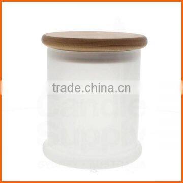 Candle jars wholesale frosted with wooden lid