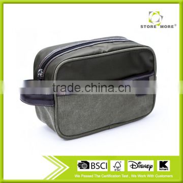 Store More High Quality Rectangle Handle Canvas Grey Cosmetic Bag