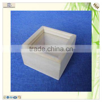 cheap small original color transparent glass top wooden box