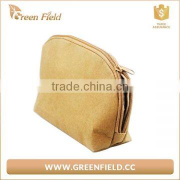Green Field Brown Washable Kraft Paper Fabric Makup Cosmetic Bag photo-3
