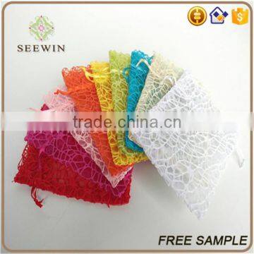 sheer and bright-colored drawstring mesh bag