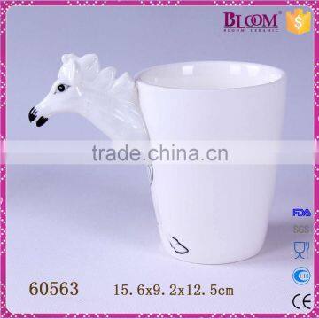 Modern Simple Ceramic Horse Animal White Coffee Mug photo-3