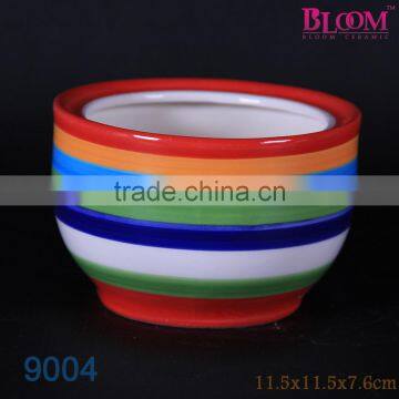 Colorful stripe ceramic ice cream cup