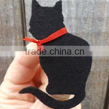 Hot sell Black Cat Brooch Fluffy Cat felt decoration made in China