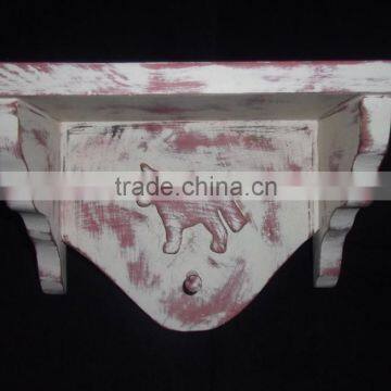 HANDMADE SHABBY CHIC DISTRESSED WOOD RUSTIC DECORATIVE HORSE WALL SHELF photo-2