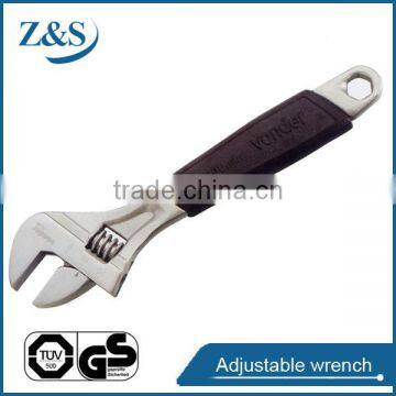 Concave-setting dipped handle adjustable wrench nickel plated