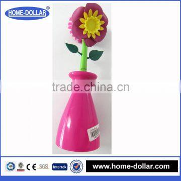 hot sell new design flower brush kitchen washing brush dish scrub cleaning brush with stand plastic holder