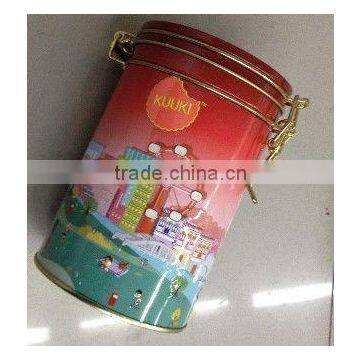 Airtight Cookie Tin Box with metal Clip