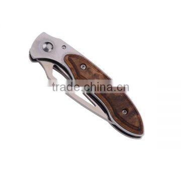 A21-1066 Stainless Steel Straight Edge Pakkawood Handle Folding Knife