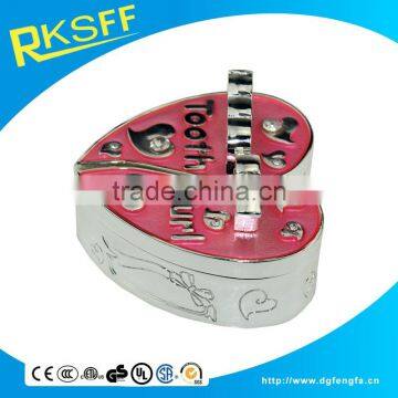 Pink zinc alloy Customized Baby first Tooth and Curl Box for baby
