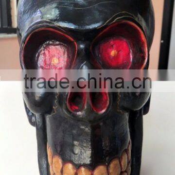 Hand Crafted Wooden Mask of Skull Wall Hanging Made In Nepal