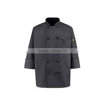 10Buttons 3/4Sleeve Black Jacket Style Executive Chef Workwear Uniform Coat W\/Embroidery Logo